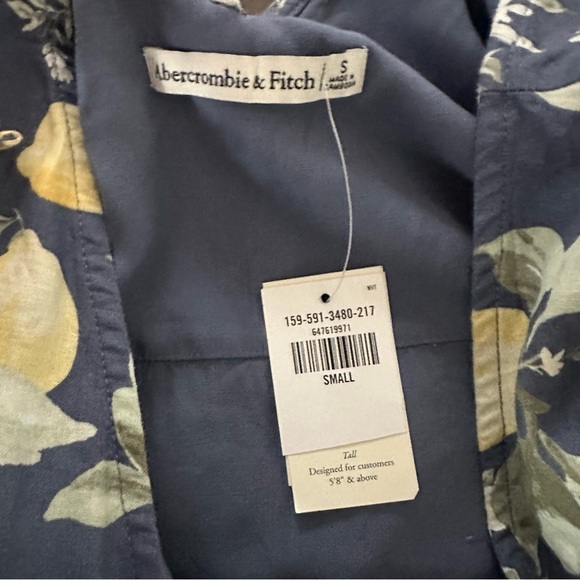 NWT Abercrombie & Fitch Dress Babydoll Linen Mini Dress Lemons Summer Size S - Picture 3 of 10